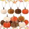 12 Pcs Fall Pumpkin Hanging Ornament 2 Inches Velvet Pumpkins